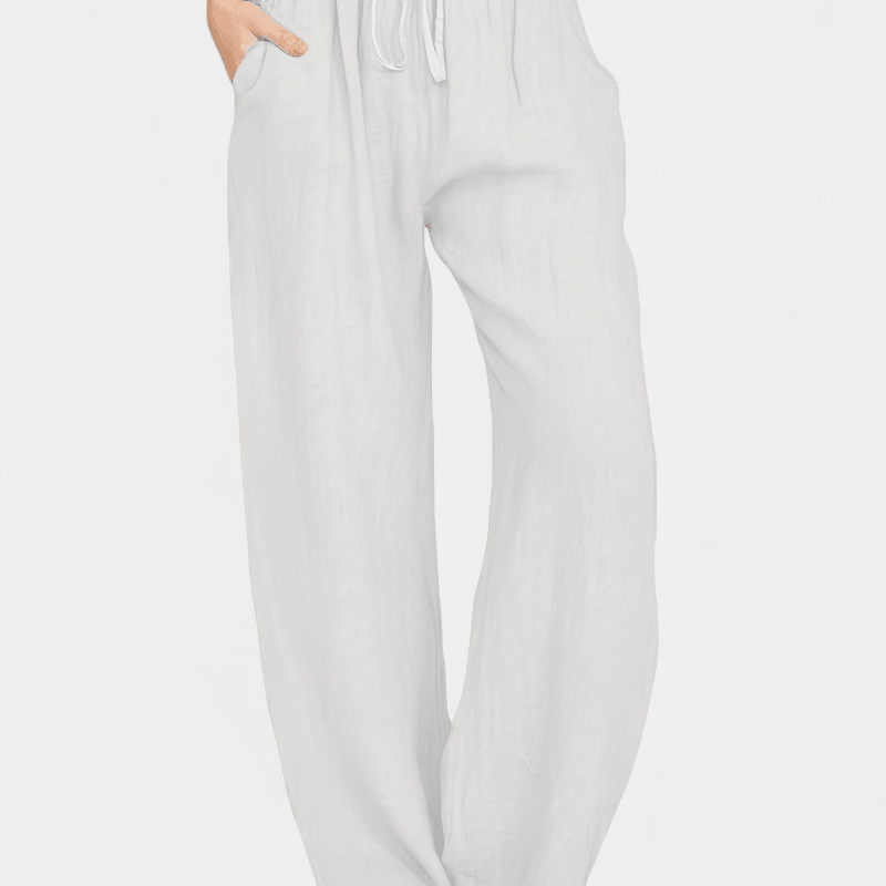 Gleame.-Gleame Broek - Dames wijde broek met ceintuur en losse pasvorm