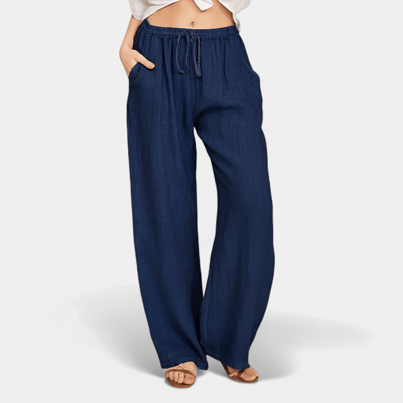 Gleame.-Gleame Broek - Dames wijde broek met ceintuur en losse pasvorm