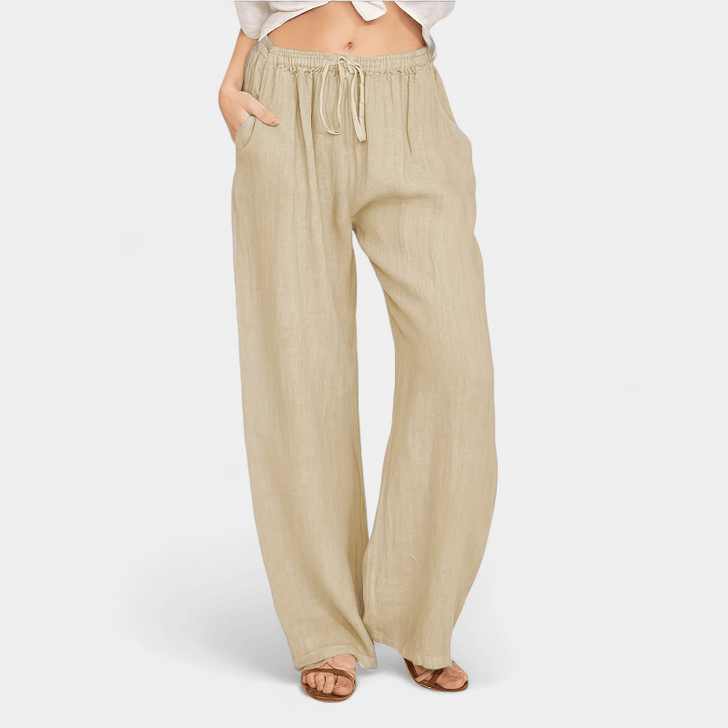 Gleame.-Gleame Broek - Dames wijde broek met ceintuur en losse pasvorm