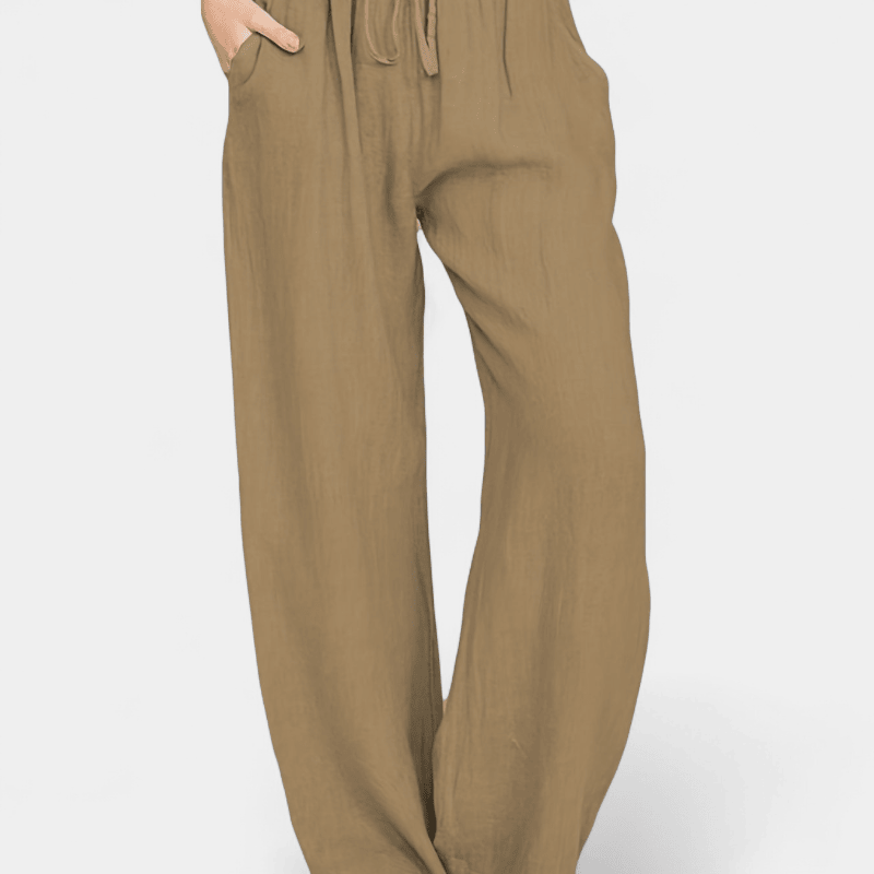 Gleame.-Gleame Broek - Dames wijde broek met ceintuur en losse pasvorm