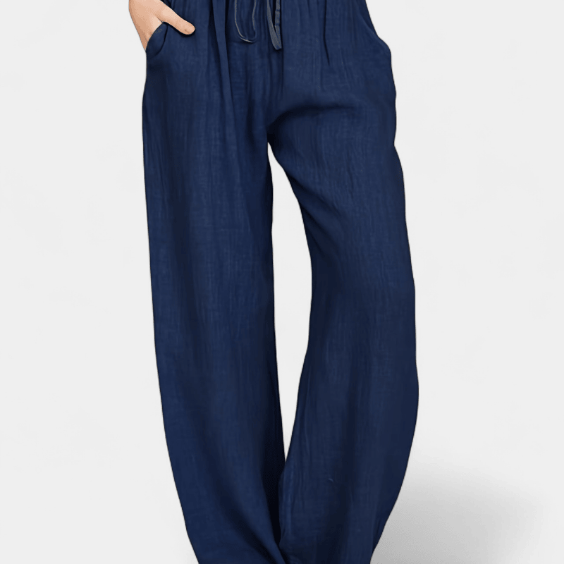 Gleame.-Gleame Broek - Dames wijde broek met ceintuur en losse pasvorm