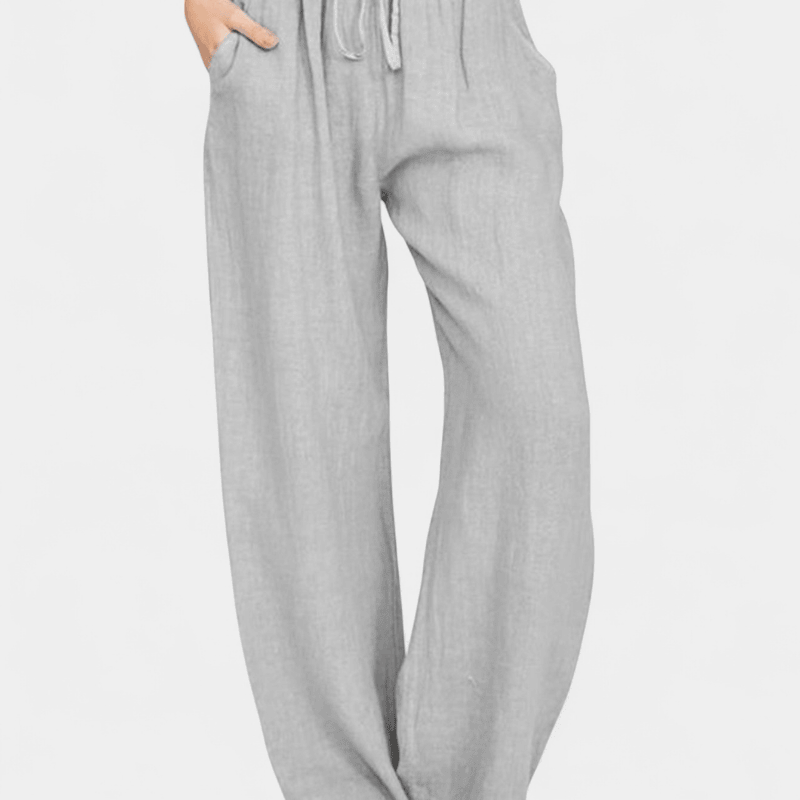 Gleame.-Gleame Broek - Dames wijde broek met ceintuur en losse pasvorm