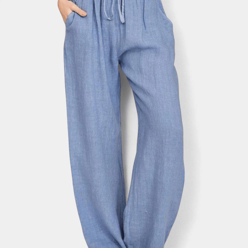 Gleame.-Gleame Broek - Dames wijde broek met ceintuur en losse pasvorm