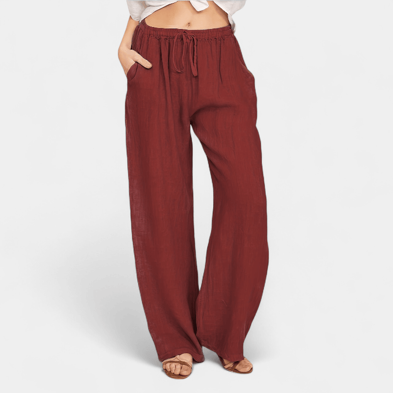 Gleame.-Gleame Broek - Dames wijde broek met ceintuur en losse pasvorm