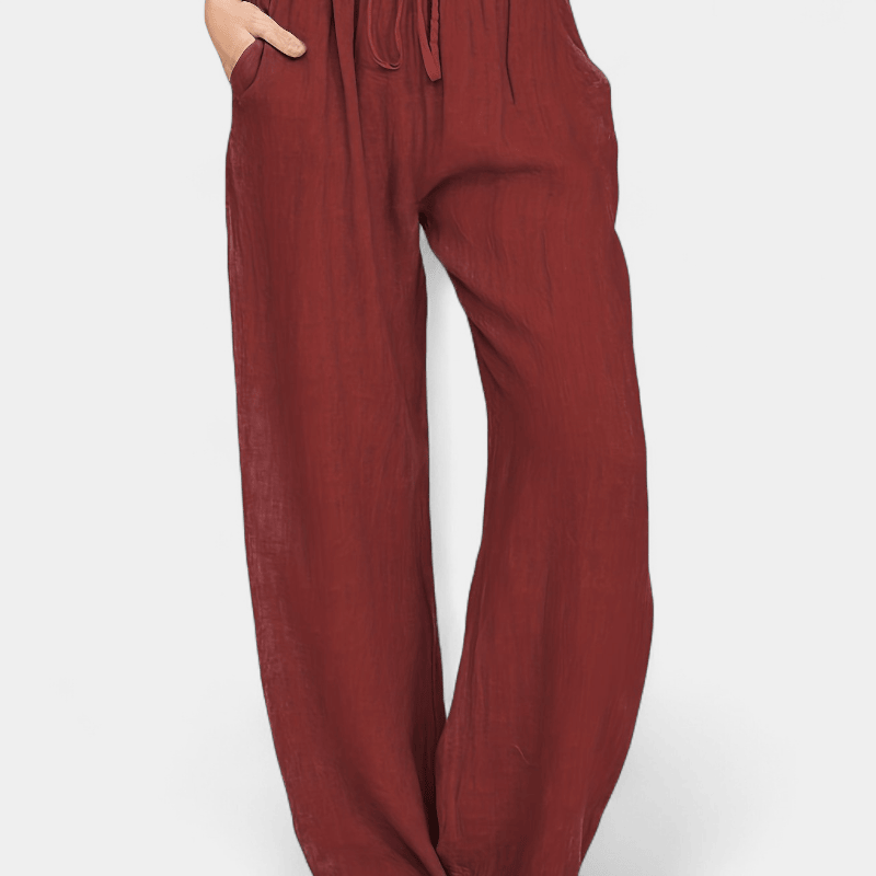 Gleame.-Gleame Broek - Dames wijde broek met ceintuur en losse pasvorm