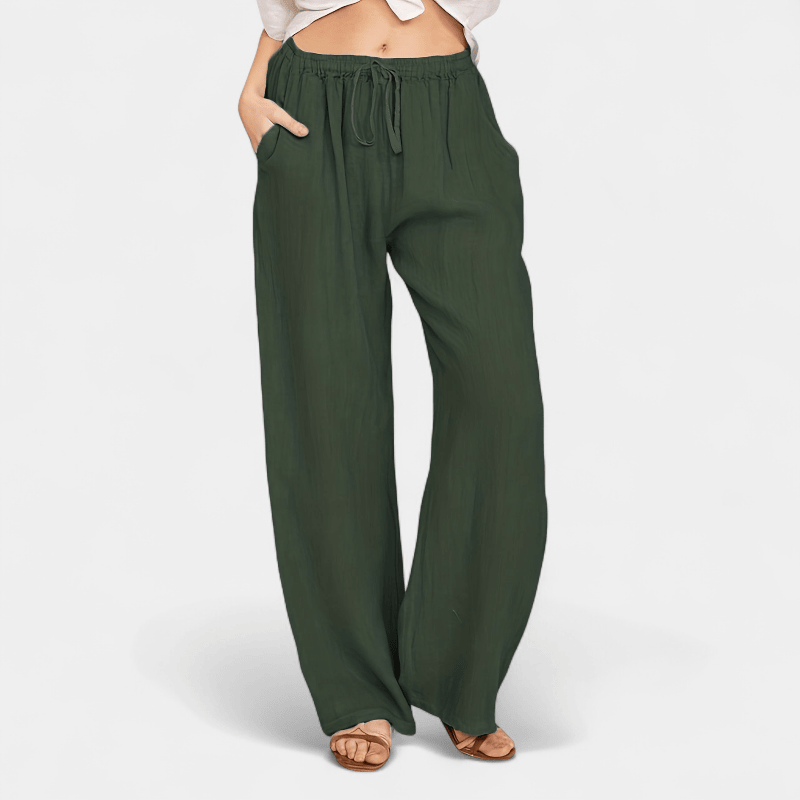 Gleame.-Gleame Broek - Dames wijde broek met ceintuur en losse pasvorm