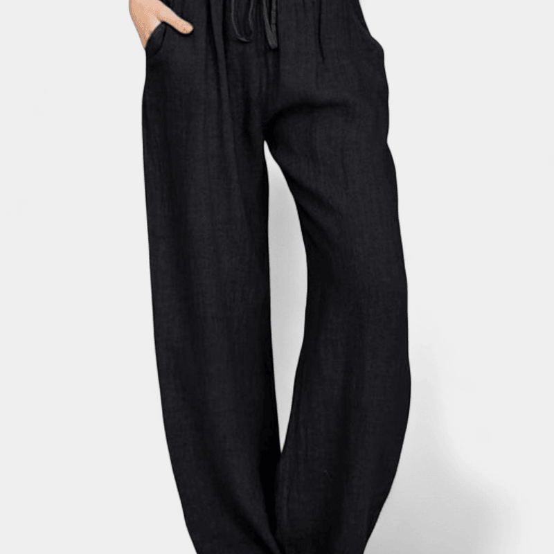 Gleame.-Gleame Broek - Dames wijde broek met ceintuur en losse pasvorm