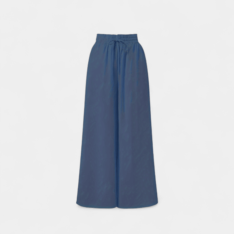 Gleame.-Gleame Broek - Dames wijde broek met elastische taille en ceintuur