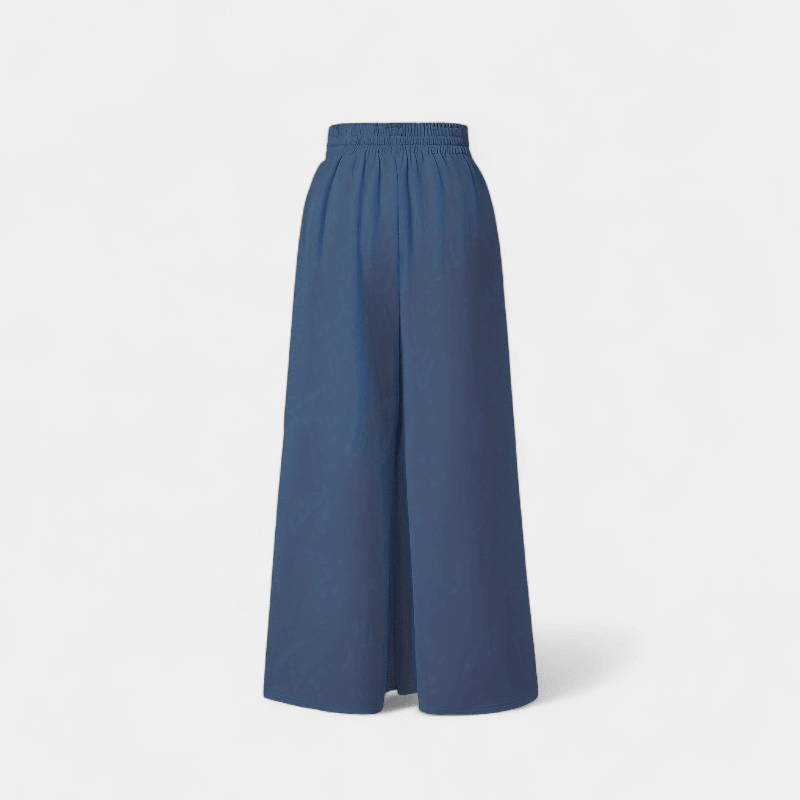 Gleame.-Gleame Broek - Dames wijde broek met elastische taille en ceintuur