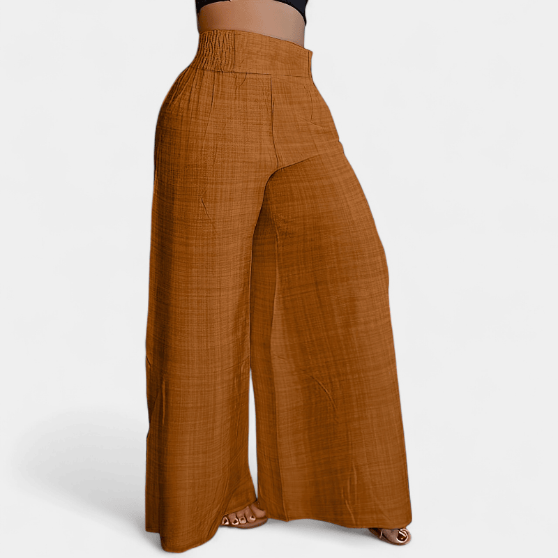 Gleame.-Gleame Broek - Eenvoudige palazzo met wijde pijpen en elastische taille