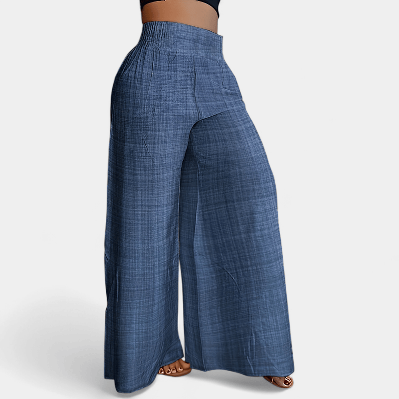 Gleame.-Gleame Broek - Eenvoudige palazzo met wijde pijpen en elastische taille