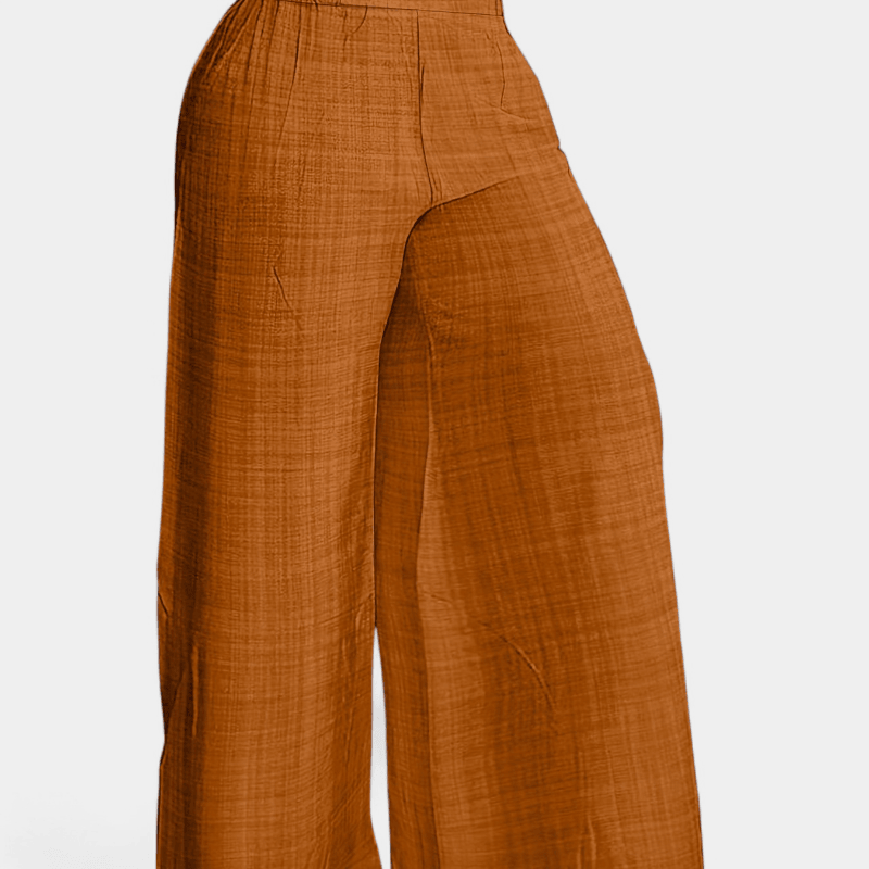 Gleame.-Gleame Broek - Eenvoudige palazzo met wijde pijpen en elastische taille