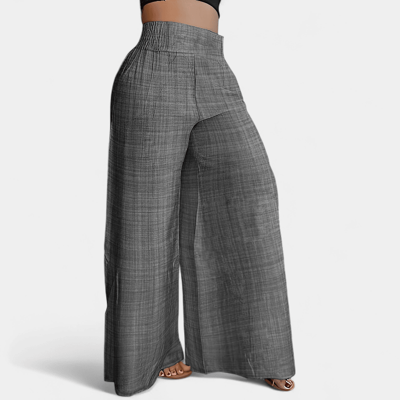 Gleame.-Gleame Broek - Eenvoudige palazzo met wijde pijpen en elastische taille