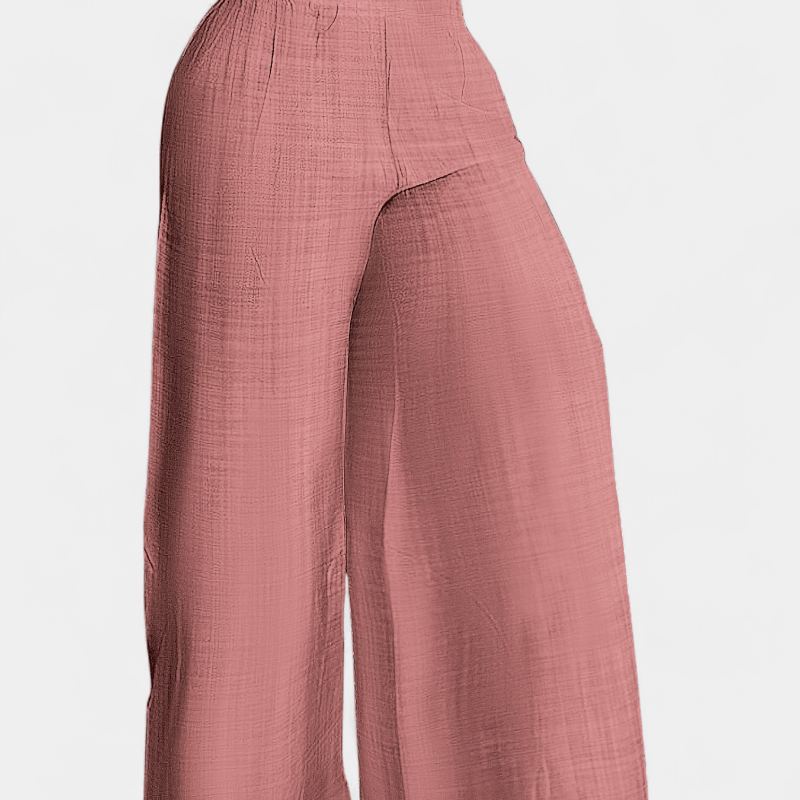 Gleame.-Gleame Broek - Eenvoudige palazzo met wijde pijpen en elastische taille