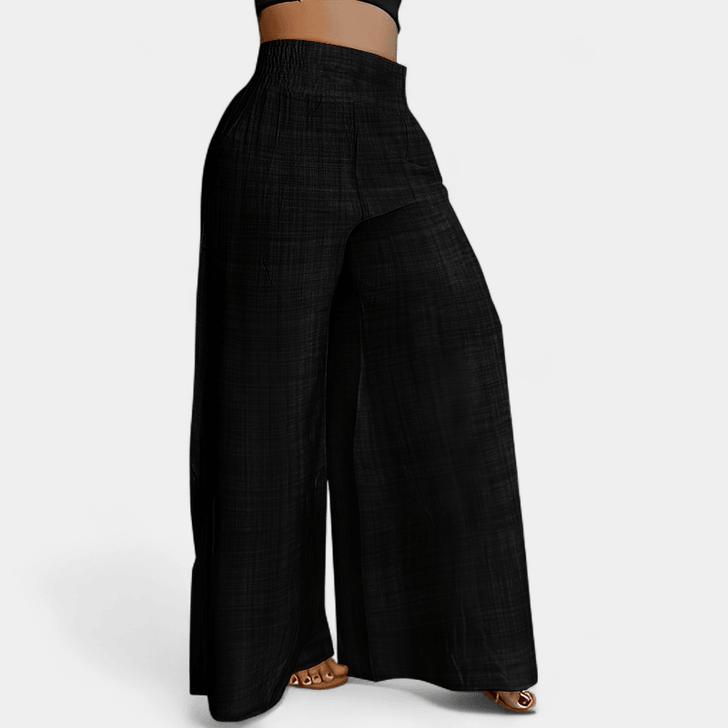 Gleame.-Gleame Broek - Eenvoudige palazzo met wijde pijpen en elastische taille