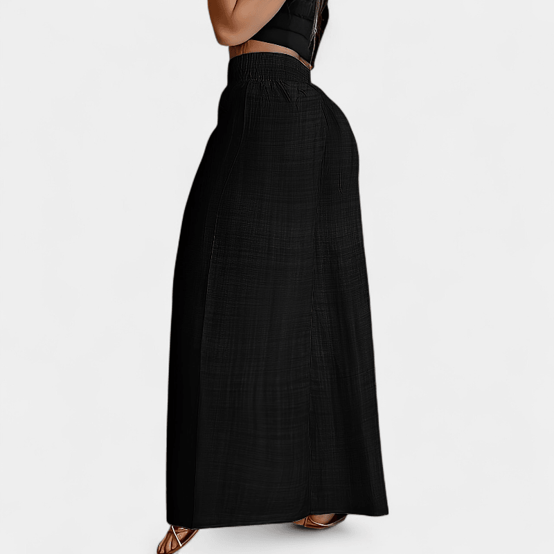 Gleame.-Gleame Broek - Eenvoudige palazzo met wijde pijpen en elastische taille