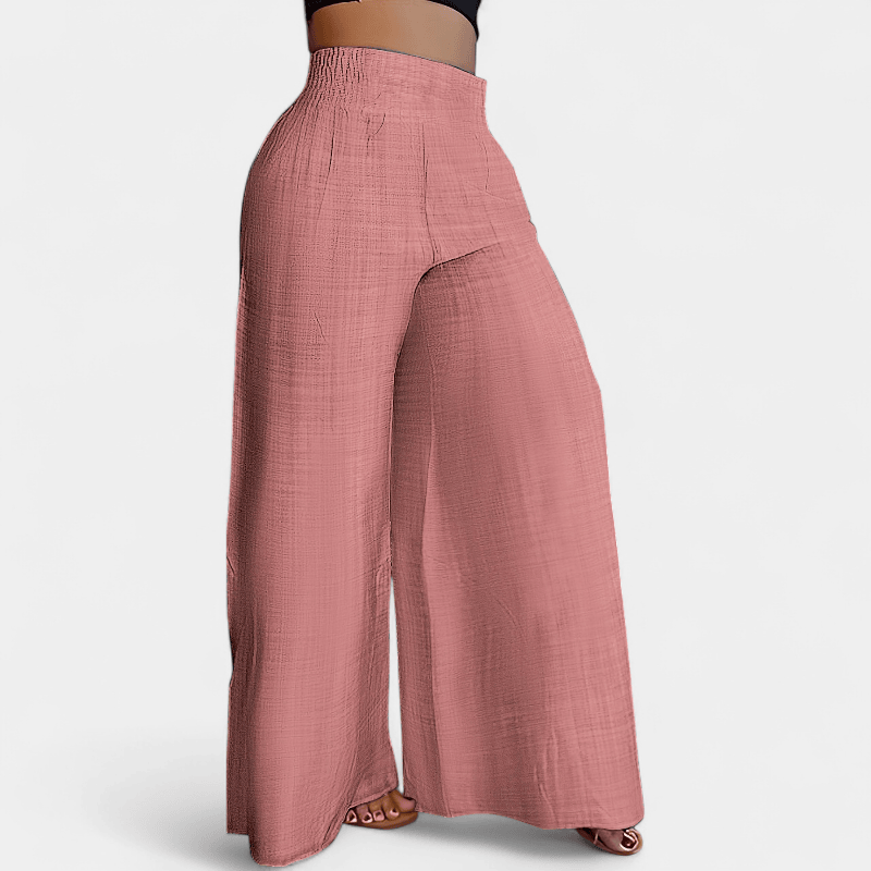 Gleame.-Gleame Broek - Eenvoudige palazzo met wijde pijpen en elastische taille