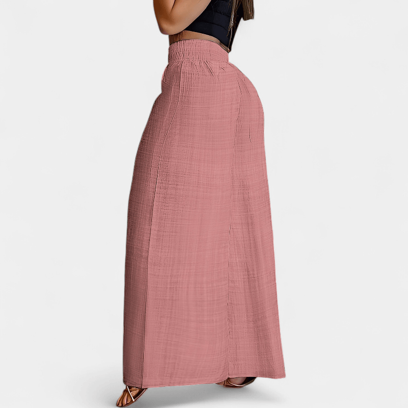 Gleame.-Gleame Broek - Eenvoudige palazzo met wijde pijpen en elastische taille