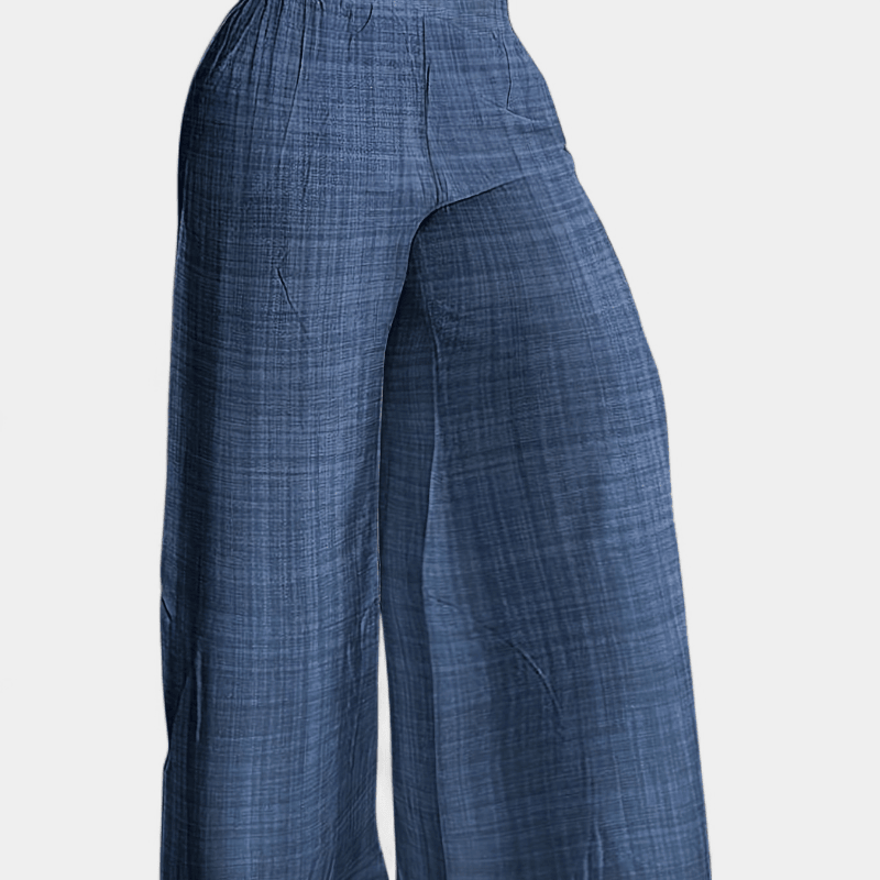 Gleame.-Gleame Broek - Eenvoudige palazzo met wijde pijpen en elastische taille