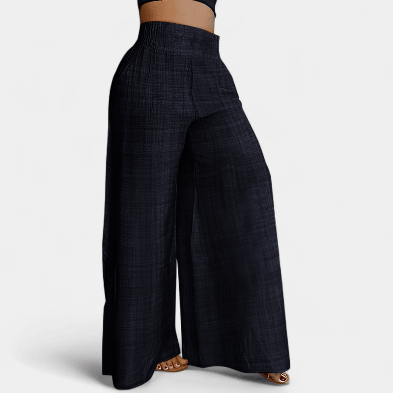 Gleame.-Gleame Broek - Eenvoudige palazzo met wijde pijpen en elastische taille