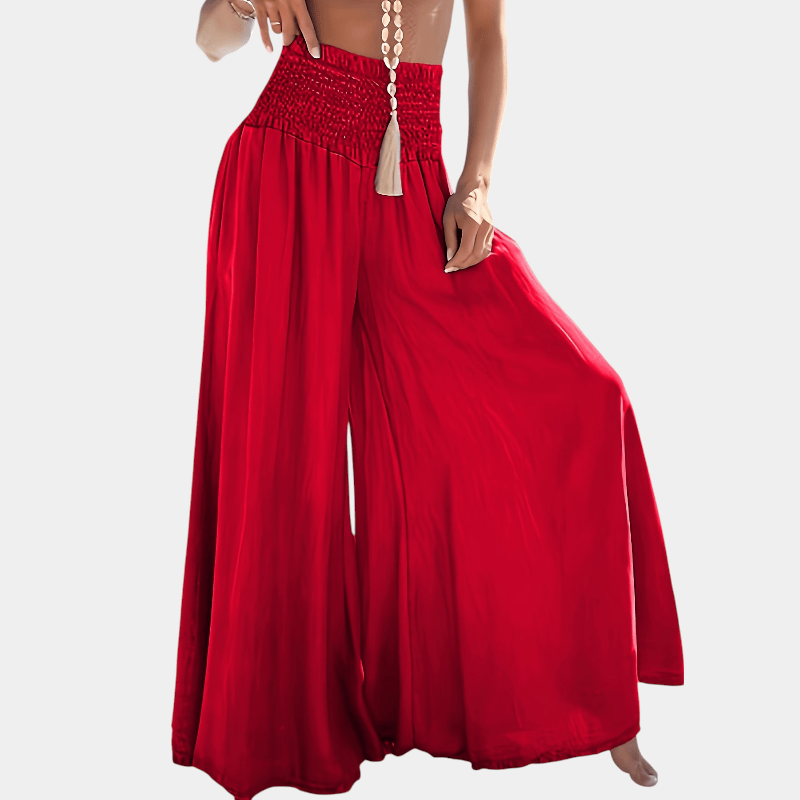 Gleame.-Gleame Broek - Geplooide en gerimpelde wijde pijpen met uitlopende pasvorm