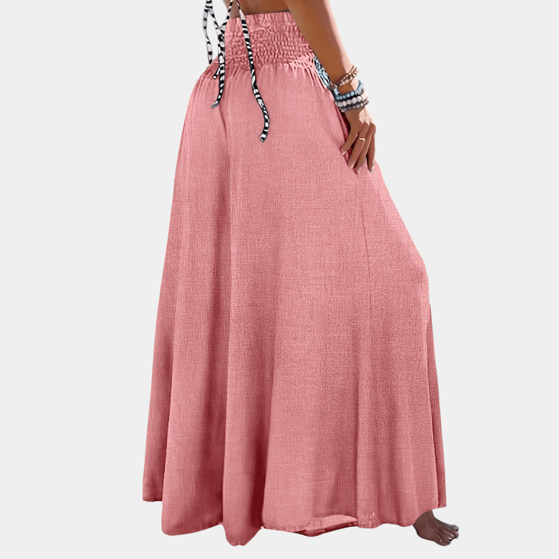 Gleame.-Gleame Broek - Geplooide en gerimpelde wijde pijpen met uitlopende pasvorm