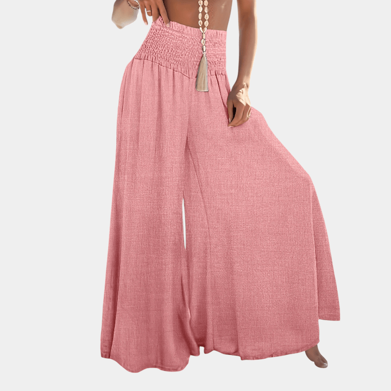 Gleame.-Gleame Broek - Geplooide en gerimpelde wijde pijpen met uitlopende pasvorm