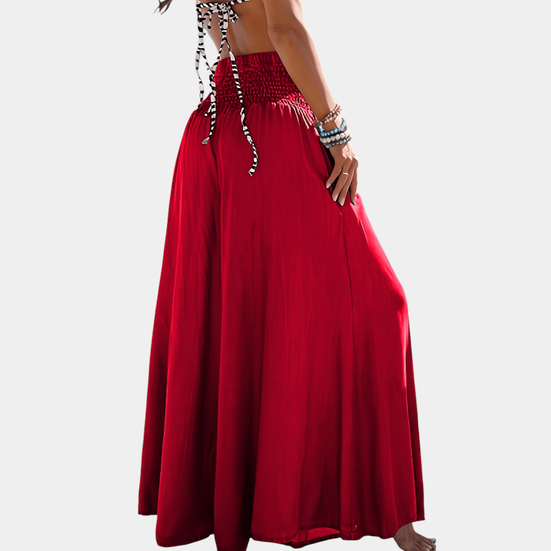 Gleame.-Gleame Broek - Geplooide en gerimpelde wijde pijpen met uitlopende pasvorm