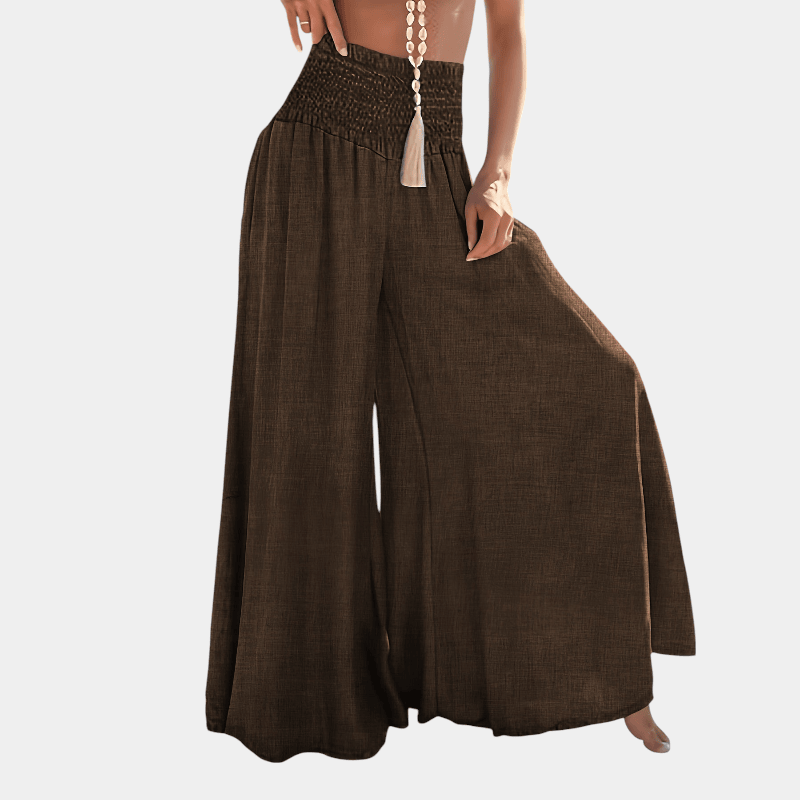 Gleame.-Gleame Broek - Geplooide en gerimpelde wijde pijpen met uitlopende pasvorm