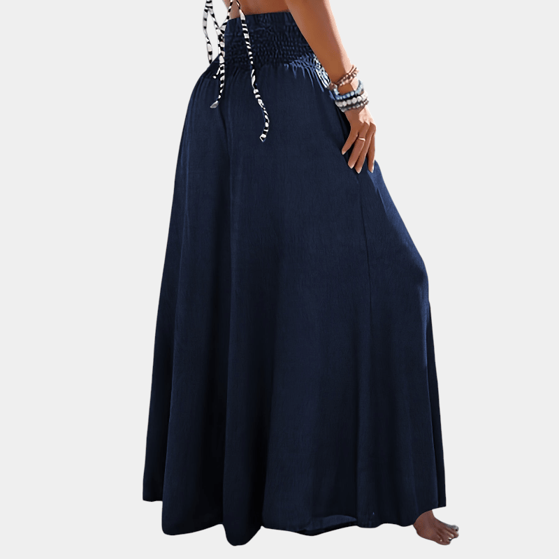 Gleame.-Gleame Broek - Geplooide en gerimpelde wijde pijpen met uitlopende pasvorm