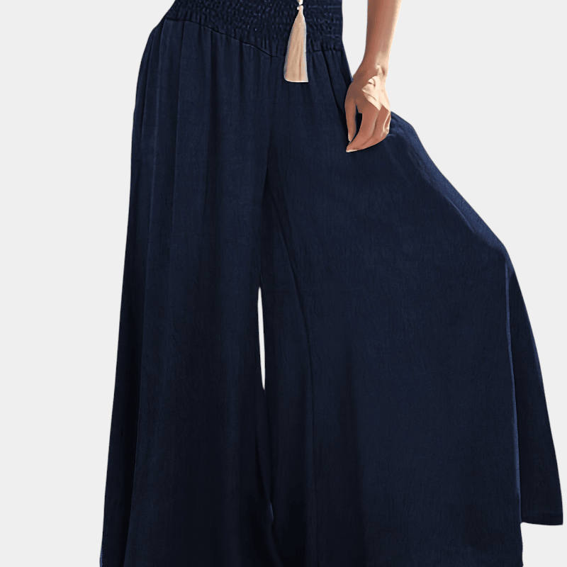 Gleame.-Gleame Broek - Geplooide en gerimpelde wijde pijpen met uitlopende pasvorm