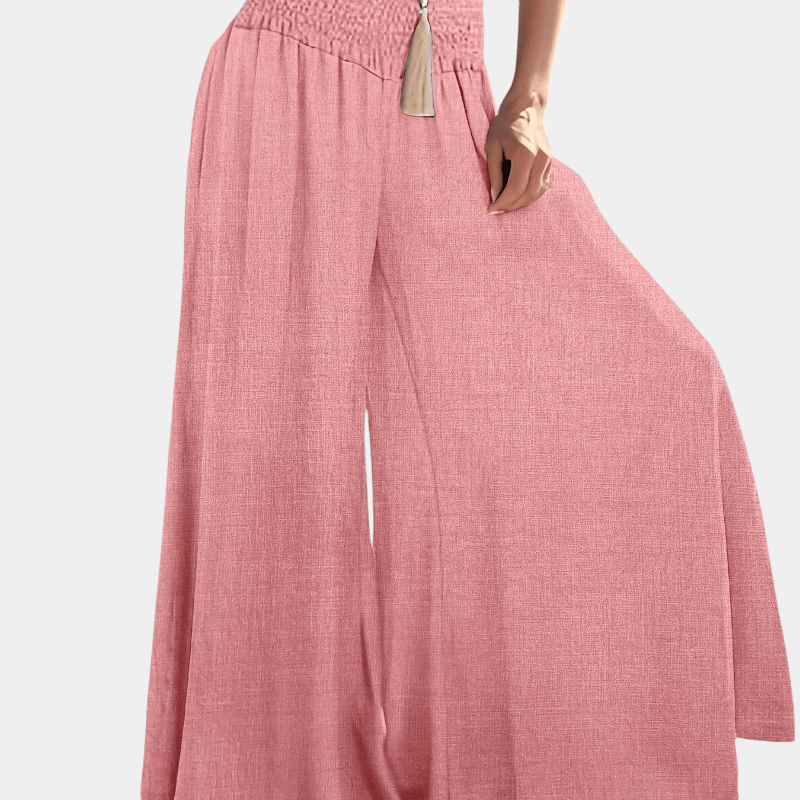 Gleame.-Gleame Broek - Geplooide en gerimpelde wijde pijpen met uitlopende pasvorm