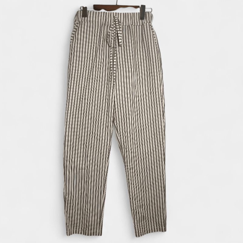 Gleame.-Gleame Broek - Dames gestreepte wijde broek met hoge taille van lichtgewicht polyester