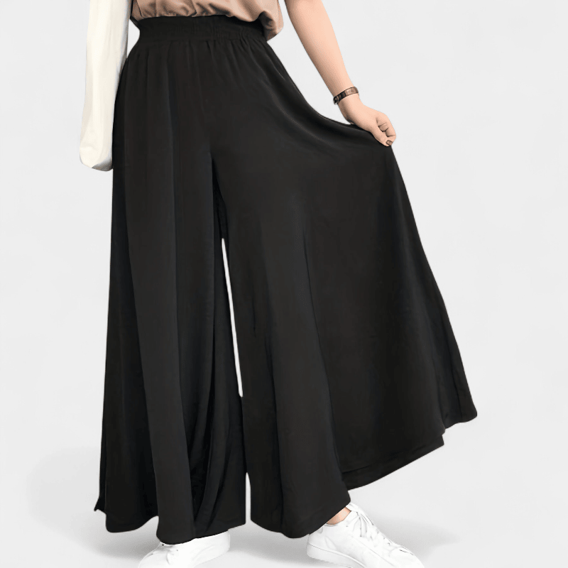 Gleame.-Gleame Broek - Plus size wijde pijpen met hoge elastische taille, relaxte pasvorm