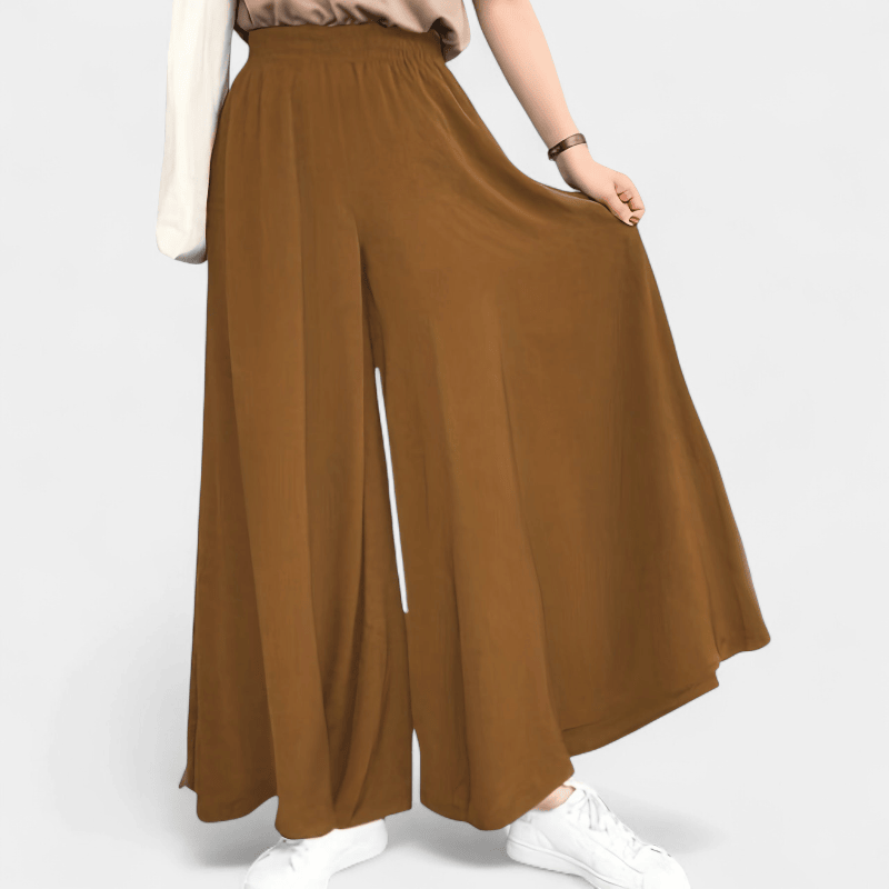 Gleame.-Gleame Broek - Plus size wijde pijpen met hoge elastische taille, relaxte pasvorm