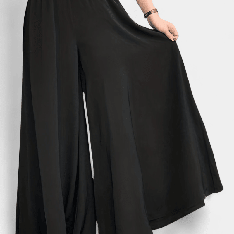 Gleame.-Gleame Broek - Plus size wijde pijpen met hoge elastische taille, relaxte pasvorm