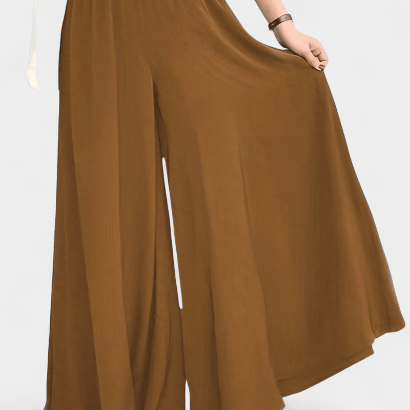 Gleame.-Gleame Broek - Plus size wijde pijpen met hoge elastische taille, relaxte pasvorm