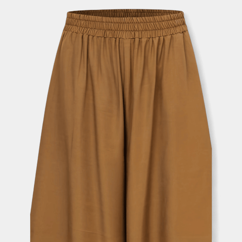 Gleame.-Gleame Broek - Plus size wijde pijpen met hoge elastische taille, relaxte pasvorm