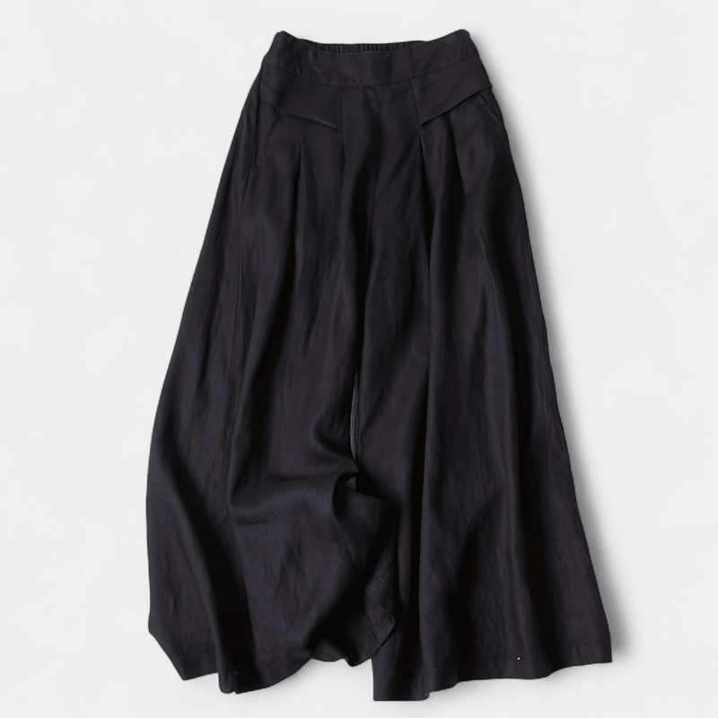 Gleame.-Gleame Broek - linnen wijde pijpen met elastische tailleband en comfortabele pasvorm