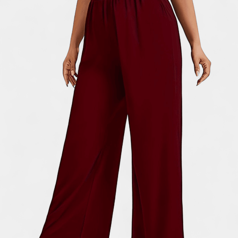 Gleame.-Gleame Broek - Plus size elegante wijde pijpen van hoog rekbare gebreide stof