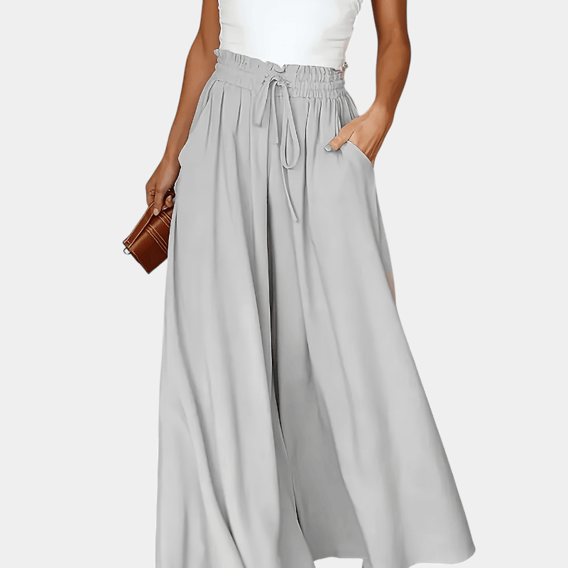 Gleame.-Gleame Broek - Plus size elegante wijde pijpen met hoge taille en functionele zakken