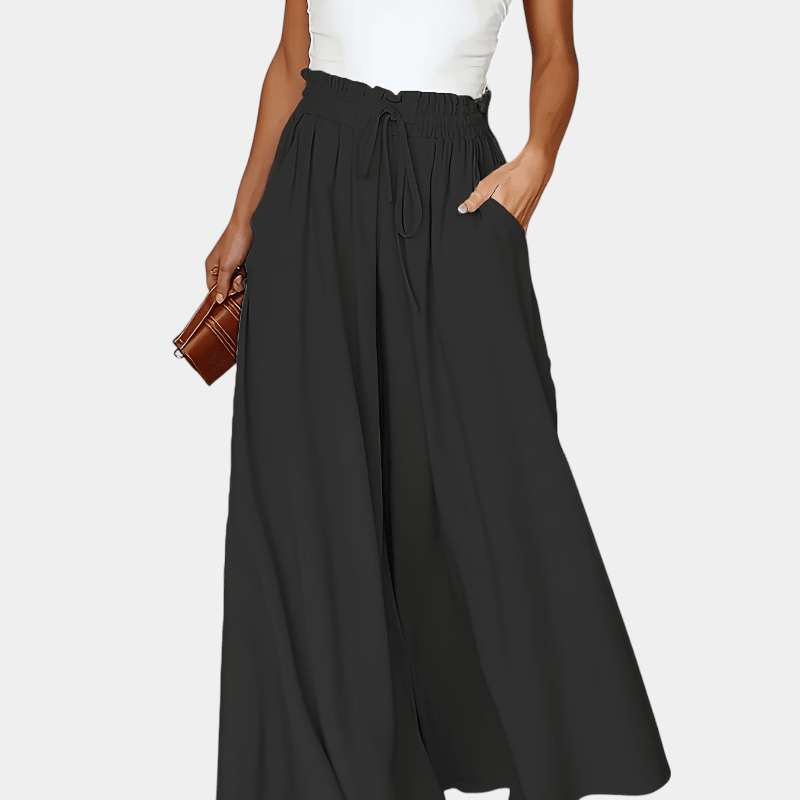 Gleame.-Gleame Broek - Plus size elegante wijde pijpen met hoge taille en functionele zakken