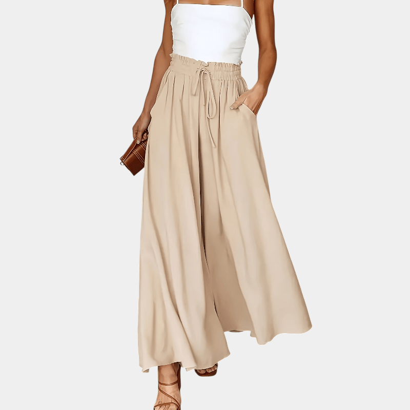 Gleame.-Gleame Broek - Plus size elegante wijde pijpen met hoge taille en functionele zakken