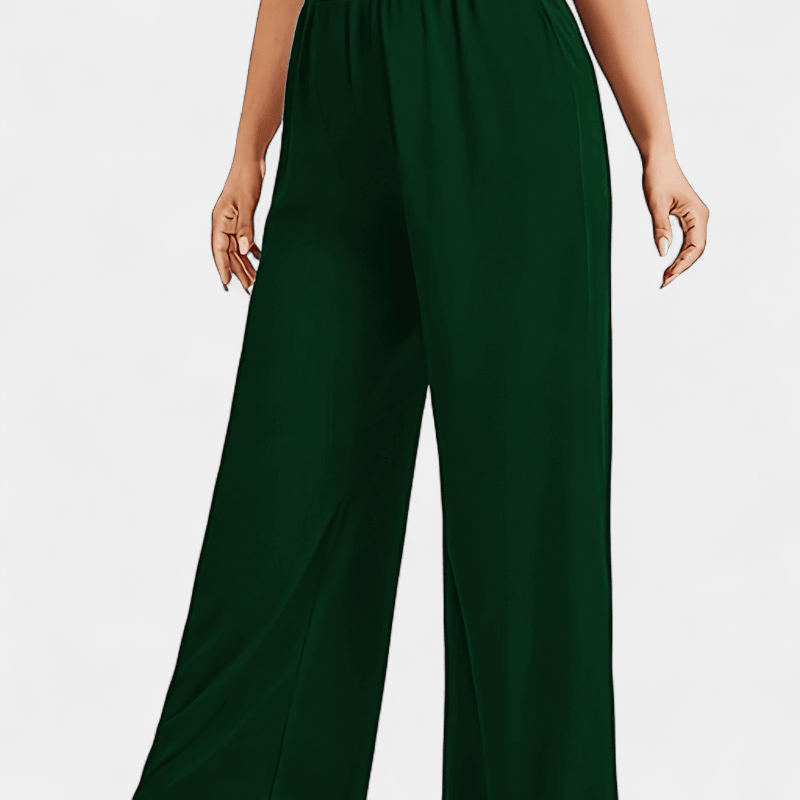 Gleame.-Gleame Broek - Plus size elegante wijde pijpen van hoog rekbare gebreide stof