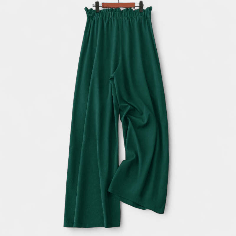 Gleame.-Gleame Broek - Plus size wijde pijpen met rechte pasvorm en trekkoord in de taille