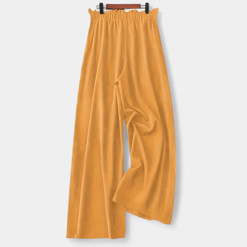 Gleame.-Gleame Broek - Plus size wijde pijpen met rechte pasvorm en trekkoord in de taille