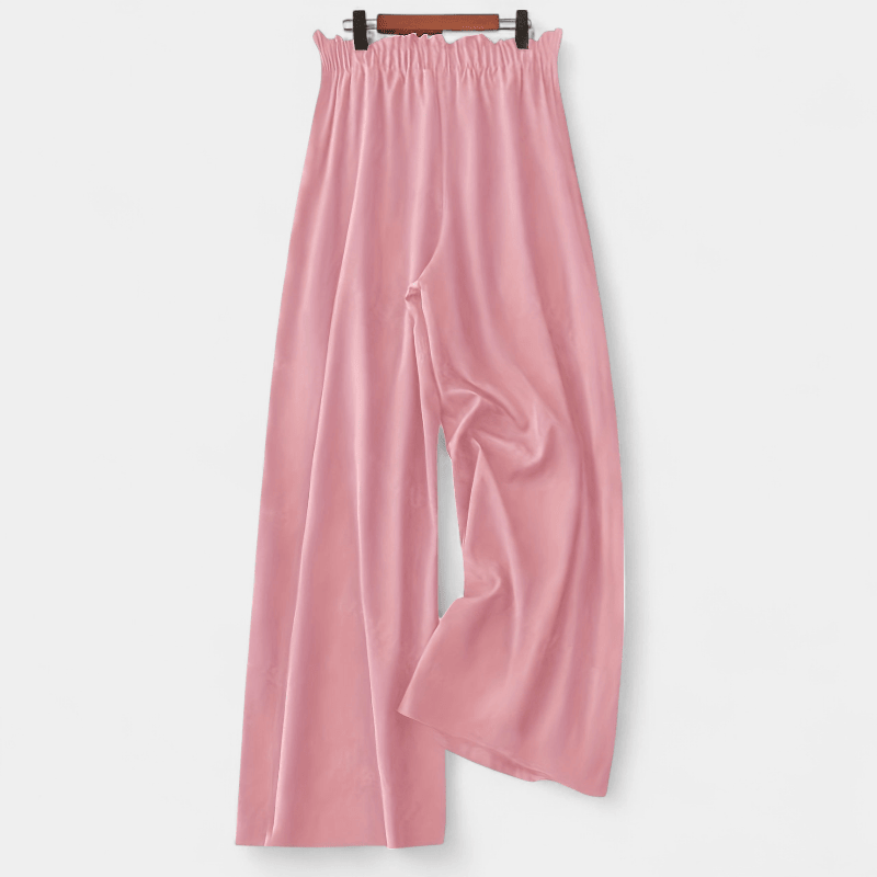 Gleame.-Gleame Broek - Plus size wijde pijpen met rechte pasvorm en trekkoord in de taille