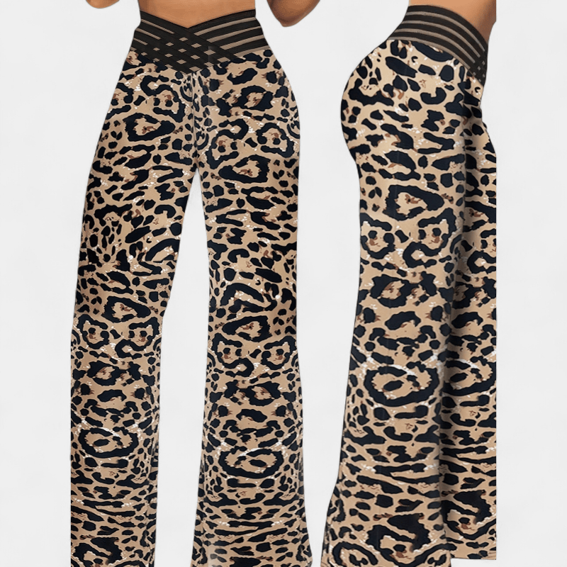 Gleame.-Gleame Broek - Wijde pijpen met hoge taille, casual en losvallend voor lente en zomer