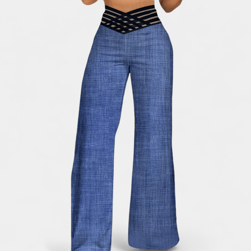 Gleame.-Gleame Broek - Wijde pijpen met hoge taille, casual en losvallend voor lente en zomer
