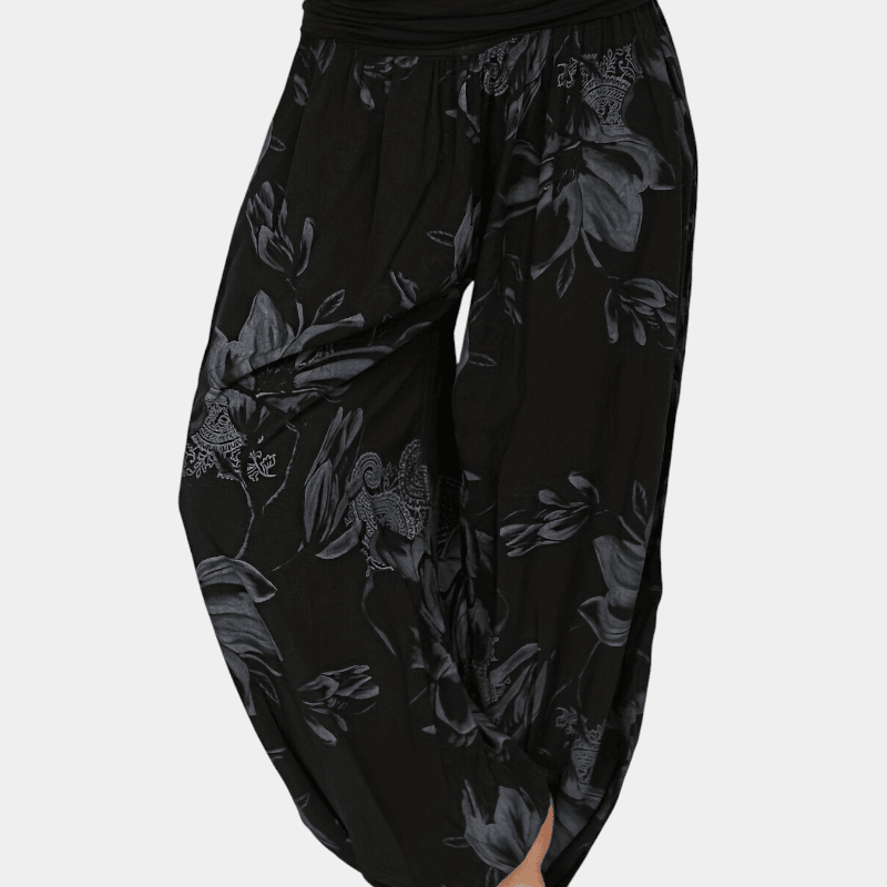 Gleame.-Gleame Broek - Bloemenprint harembroek, lichtgewicht polyester, wijde pijpen, casual stijl